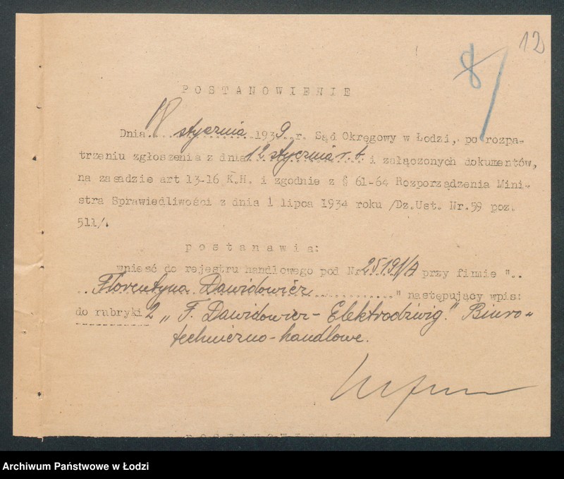 Obraz 14 z jednostki "Elektroaparat- Florentyna Dawidowicz- biuro techniczno-handlowe"