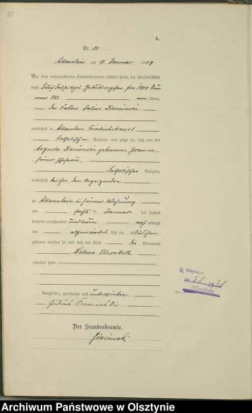 image.from.unit.number "Geburts-Haupt-Register Tom I , Nr 1-439"