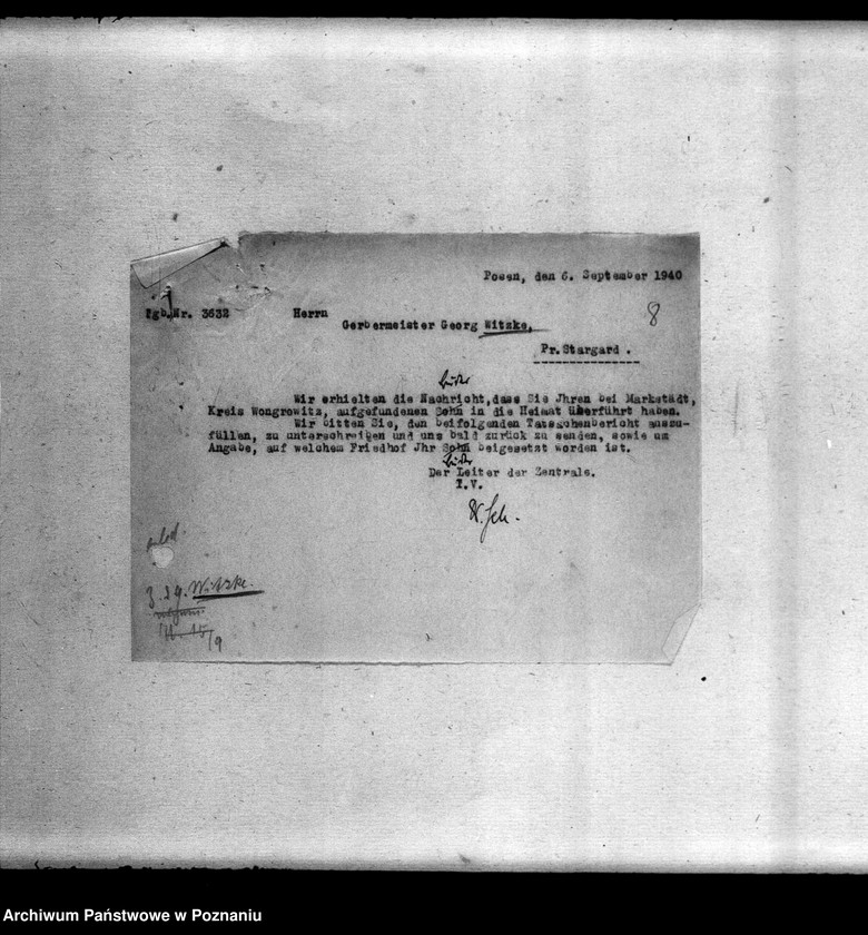 Obraz 14 z jednostki "Korespondencja w sprawie miejscowych Niemców ze Śląska, Wielkopolski i Poznania, którzy zginęli w 1939 roku"
