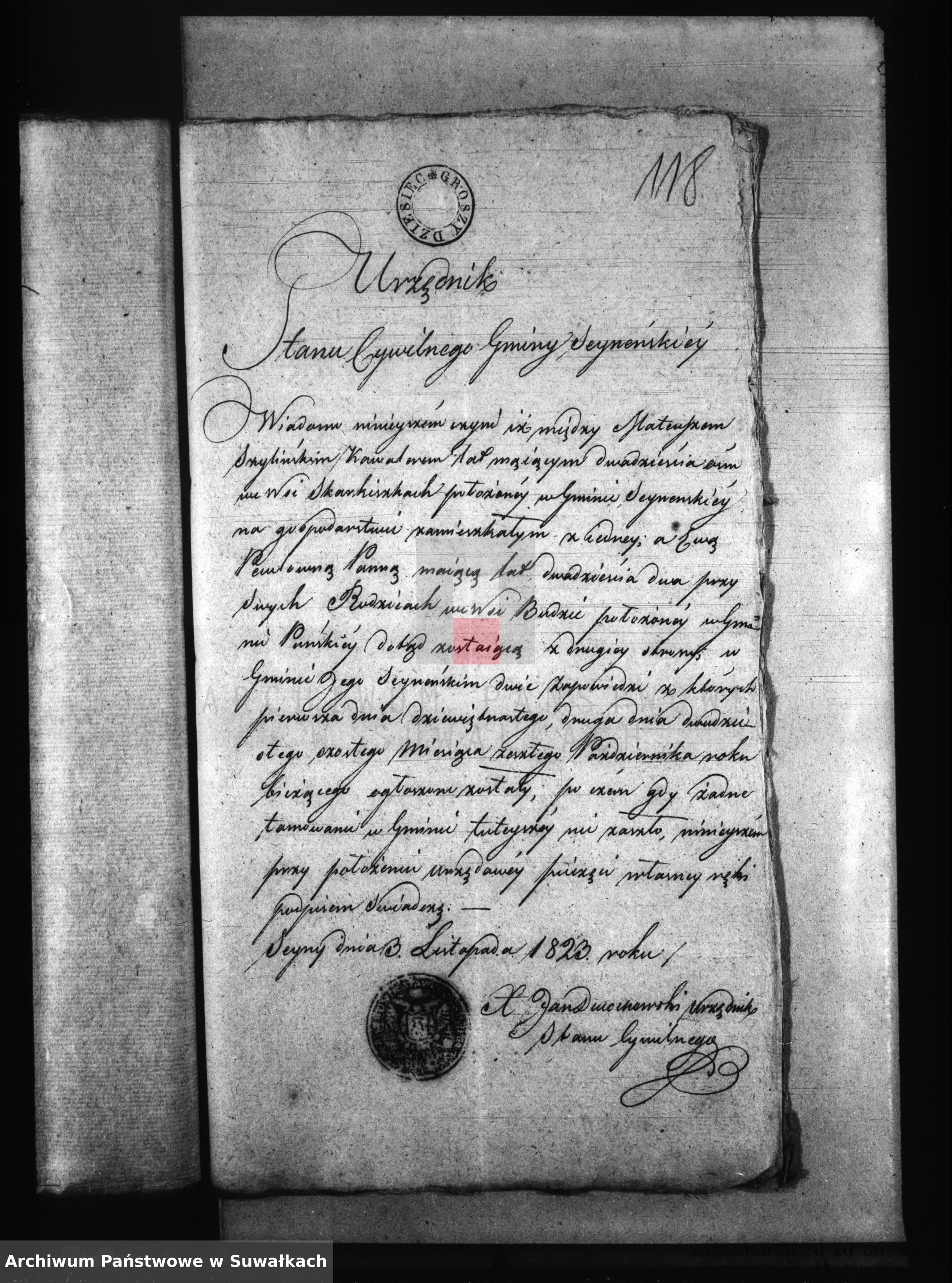 Skan z jednostki: Annexa Gminy Puńskiey 1823 Roku
