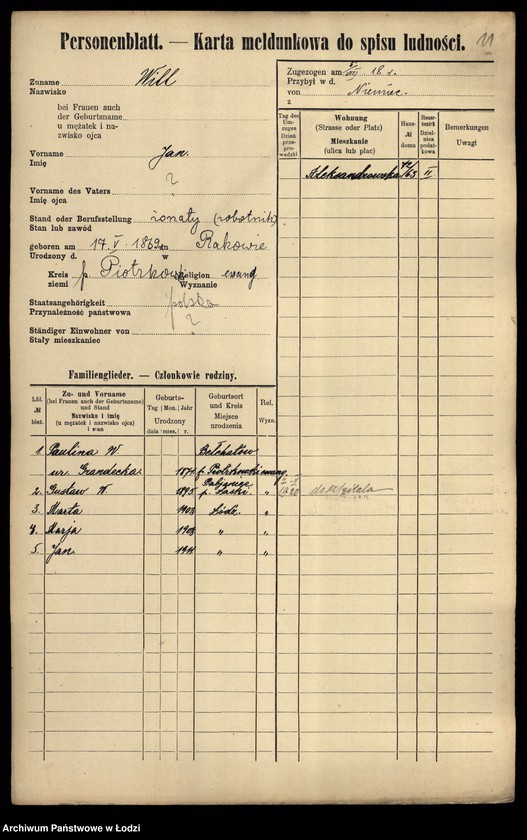 Obraz 13 z jednostki "[Spis ludności Łodzi] Wiktoszewska - Wilde"