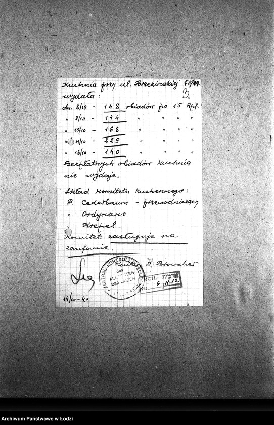 Obraz 6 z jednostki "[Kuchnia przy ul. Brzezińskiej 25. Działalność kuchni, personel, konsumenci, kontrole]"