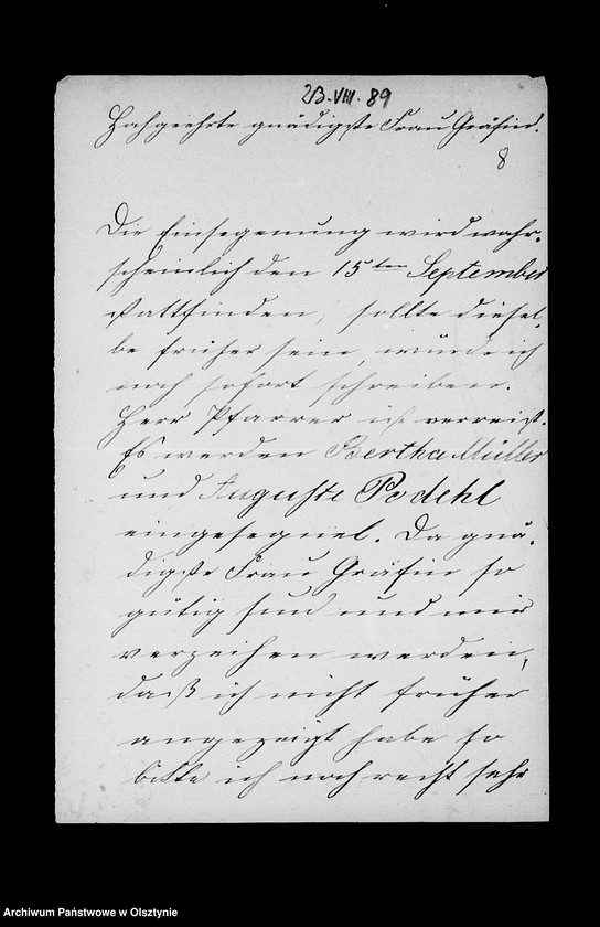 image.from.unit.number "/Monatsberichte der Weisenmutter Louise Fischer u. ihrer Tochter in Drengfurth- Vorstadt an Anna Gfin Lehndorff geb. Hahn/"