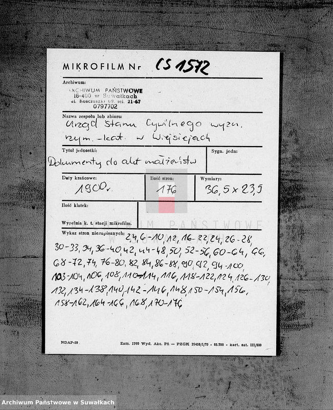 image.from.unit.number "Dokumenty Vejsejskogo Rimsko-Katoličeskogo Prichoda za 1900 god"