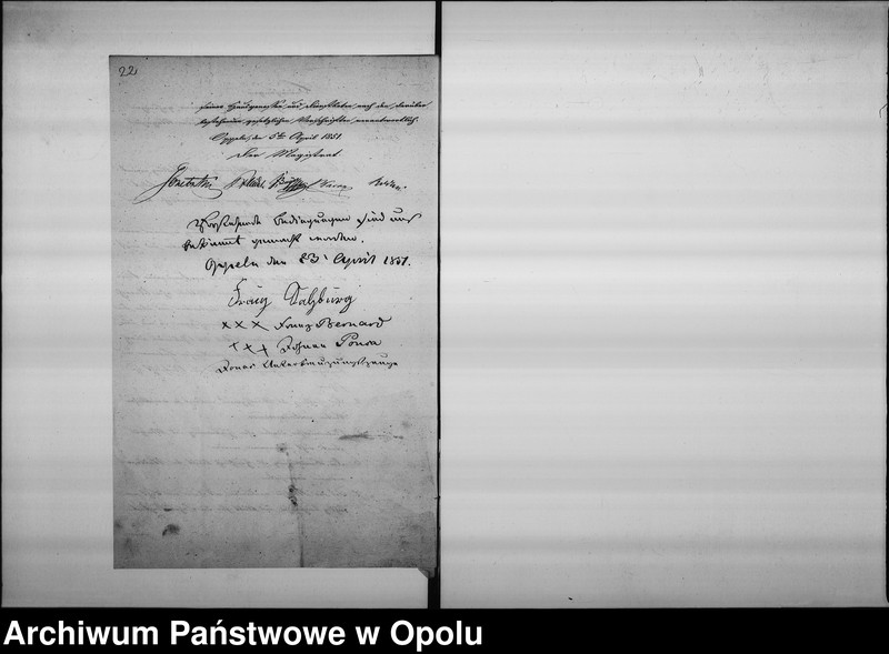 Obraz 18 z jednostki "Acta des Magistrats zu Oppeln betreffend: die Vermiethung der, der Stadtkommune gehörigen Wohnung nebst Stallung an dem Bauden Magazingebäude de Anno 1851"