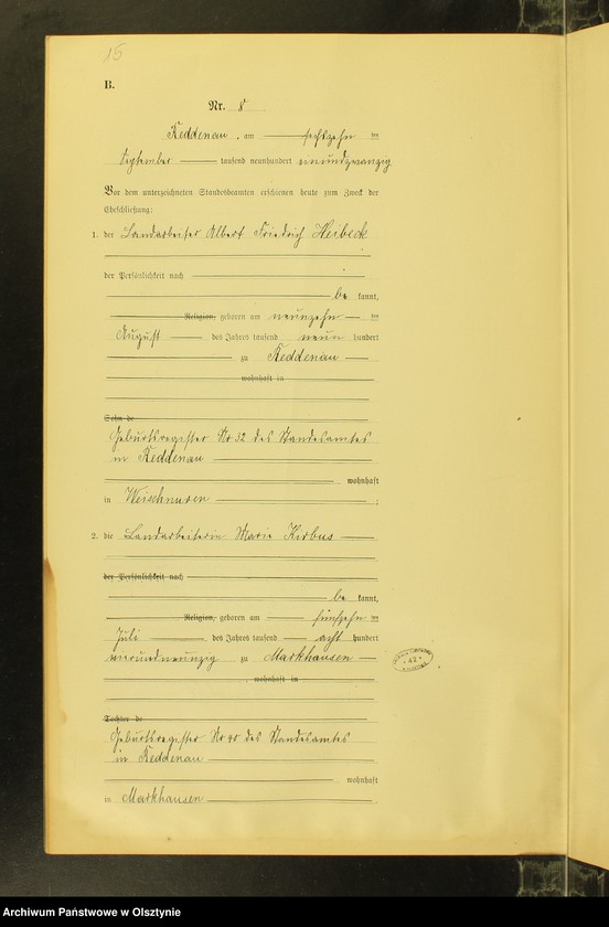 image.from.unit.number "Heiraths-Neben-Register Nr 1 - 14 [ Księga małżeństw - wtóropis ]"