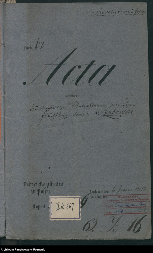 Obraz 2 z jednostki "A. betr. den diesseitigen Untertanen polnischen Flüchtling Joseph von Zaborski"