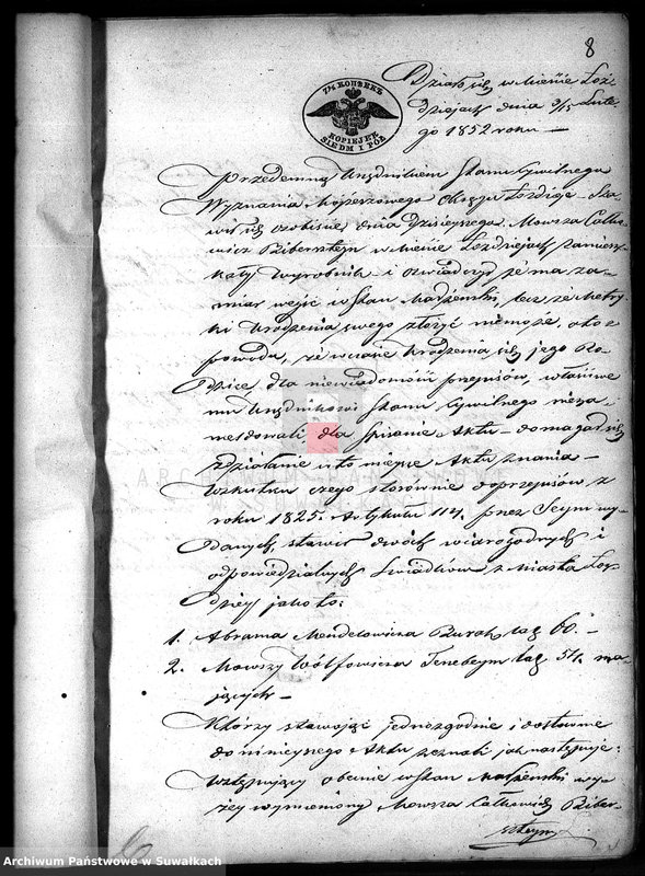 image.from.unit.number "Dowody Zawartych Małżeństw Starozakonnych w Okręgu Łoździeje w roku 1852"