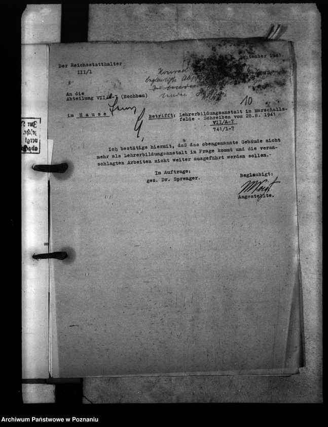 Obraz 14 z jednostki "Lehrerbildungsanstalt Marsehfelde Marszałki powiat Ostrzeszów (Zakład skonfiskowany OO. Salezjanom)"