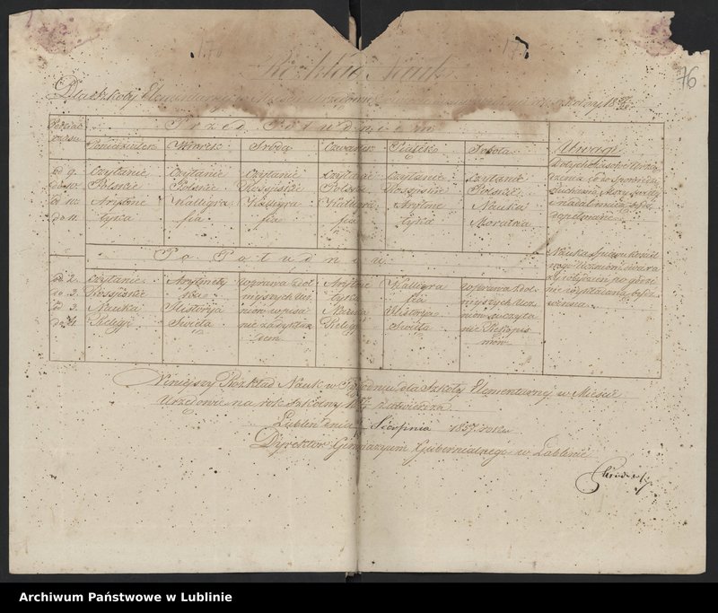 image.from.collection.number "Rozkład zajęć Szkoły Elementarnej w Urzędowie (1836-1861)111"