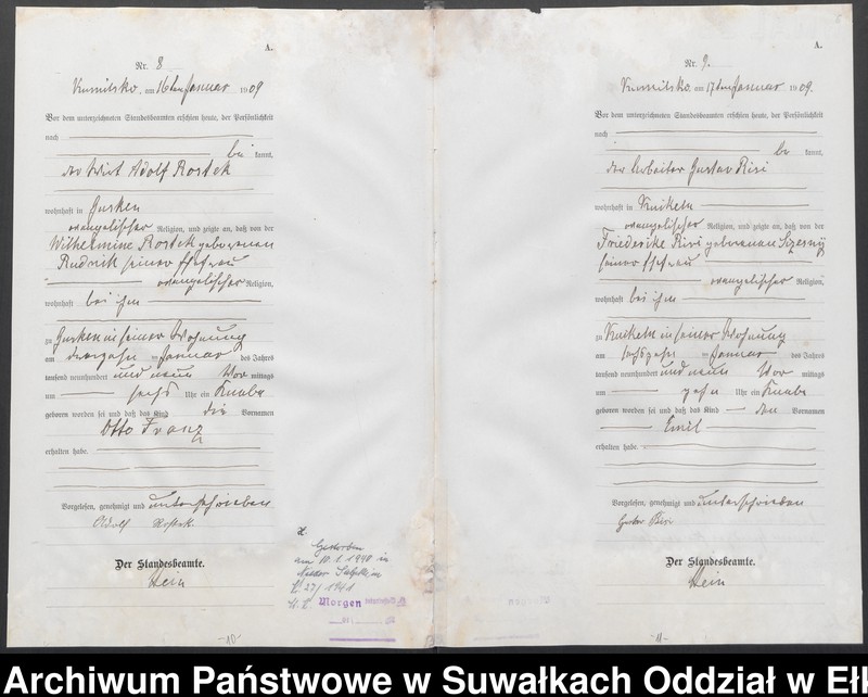 image.from.unit.number "[Geburts-Haupt-Register des Königlichen Preussischen Standes-Amtes Kumilsko Kreis Johannisburg]"