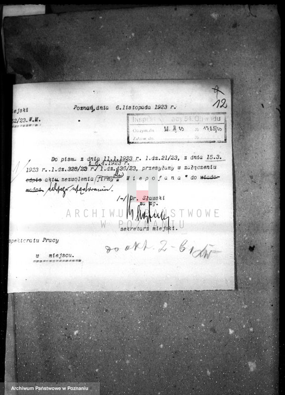 Obraz 16 z jednostki "Zatwierdzenie urządzenia fabryki maszyn "Wiepofama" w Poznaniu"