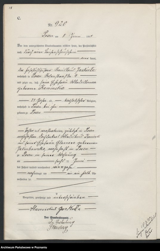 Obraz 19 z jednostki "Księga miejscowa zgonów tom III [Rejestr główny zgonów]"