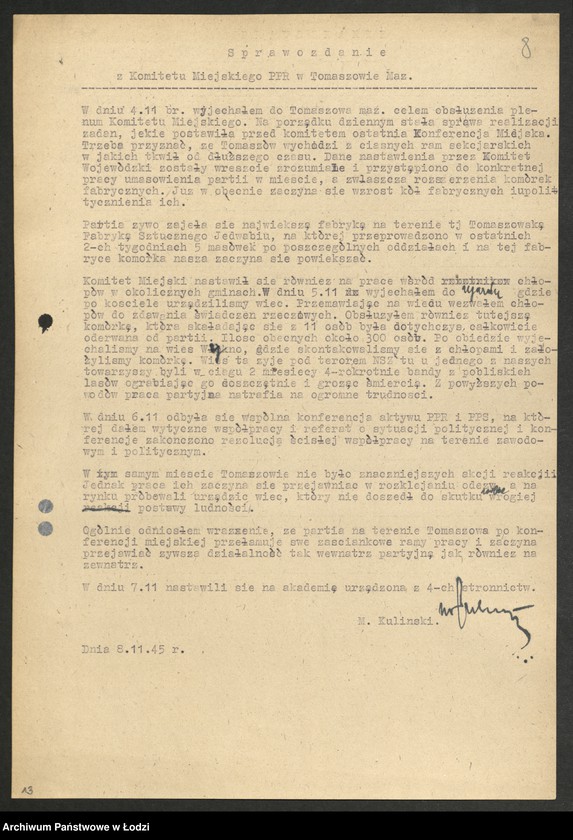 Obraz 9 z jednostki "Szkolenie partyjne - sprawozdania z [inspekcji w powiatach oraz instruktorów powiatowych z działalności]"