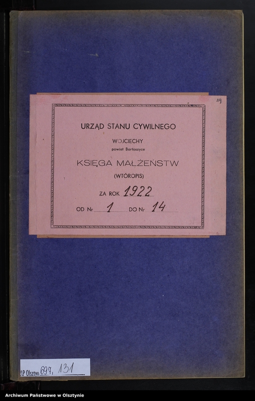 image.from.unit.number "Heiraths-Neben-Register Nr 1 - 14 [ Księga małżeństw - wtóropis ]"