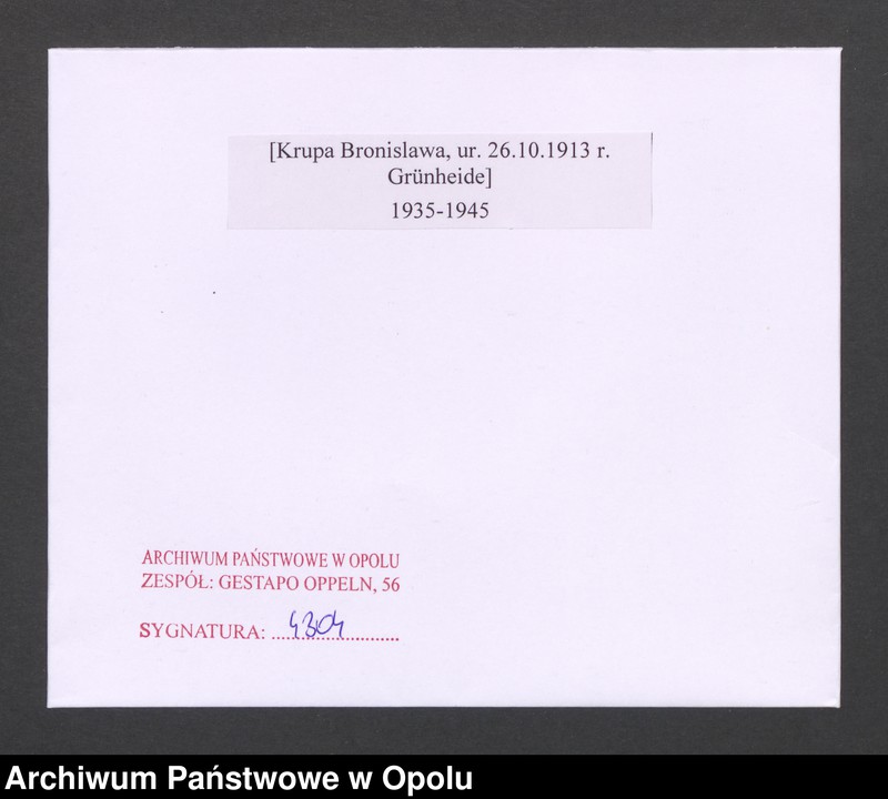 Obraz 2 z jednostki "[Krupa Bronislawa, ur. 26.10.1913 r. Grünheide]"