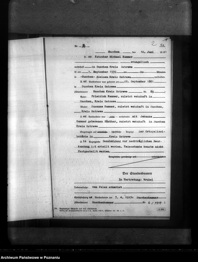 Obraz 6 z jednostki "Kreis Ostrowo (Ostrów Wielkopolski). Wykaz miejscowych Niemców, którzy zginęli w 1939 roku"