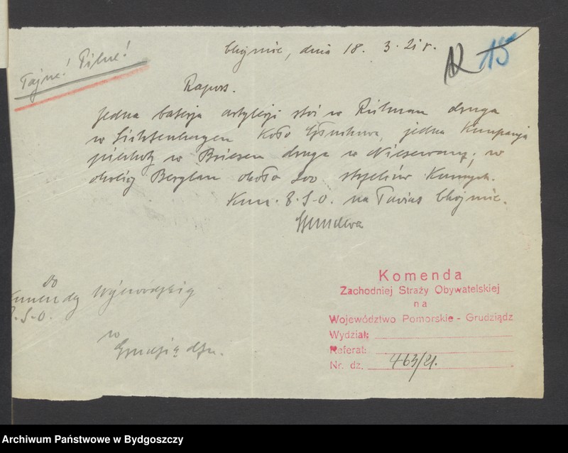 image.from.unit.number "Tajne akta Komendy Głównej Zachodniej Straży Obywatelskiej [plany mobilizacji, raporty wywiadowcze, rozkazy i zarządzenia wewnętrzne]"