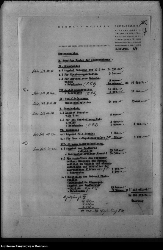 Obraz 11 z jednostki "Kostenanschlag zum Dienstwohngebäude des Reichsstatthalters des Warthegaues - nad jeziorem Góreckim"