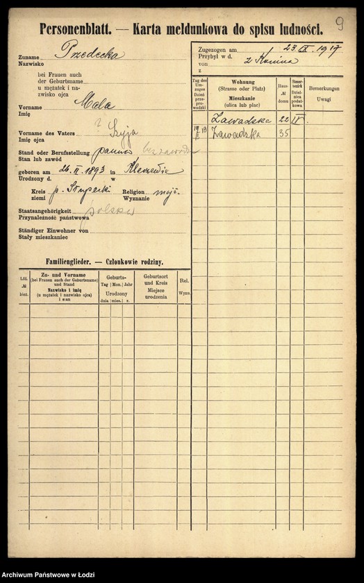 Obraz 11 z jednostki "[Spis ludności Łodzi] Przedbórz-Przybyliński"