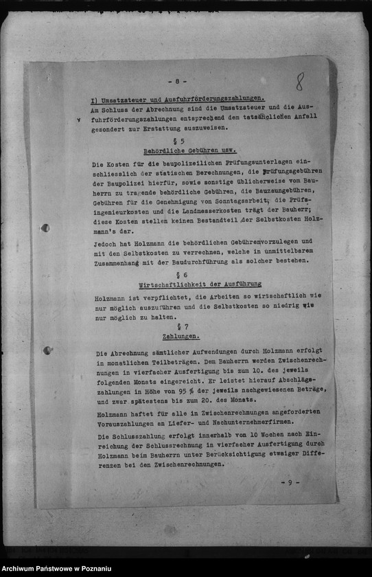 Obraz 11 z jednostki "Umbau - Deutsches Schloss in Posen. Selbstkostenvertrag"