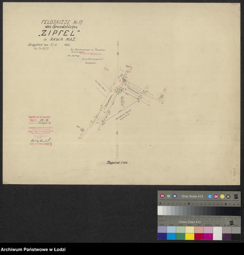 Obraz 1 z jednostki "Feldskizze Nr. 17 des Grundstückes "Zipfel" in Rawa-Mazowiecka"