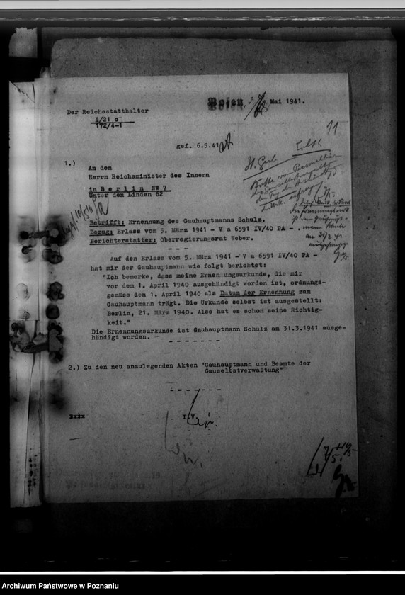 Obraz 15 z jednostki "Ernennung des Landeshauptmanns. Berufungen der Kreisräte"