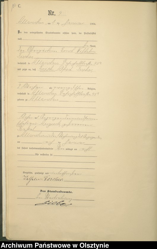 image.from.unit.number "Sterbe-Haupt-Register Tom I, Nr 1 - 398"