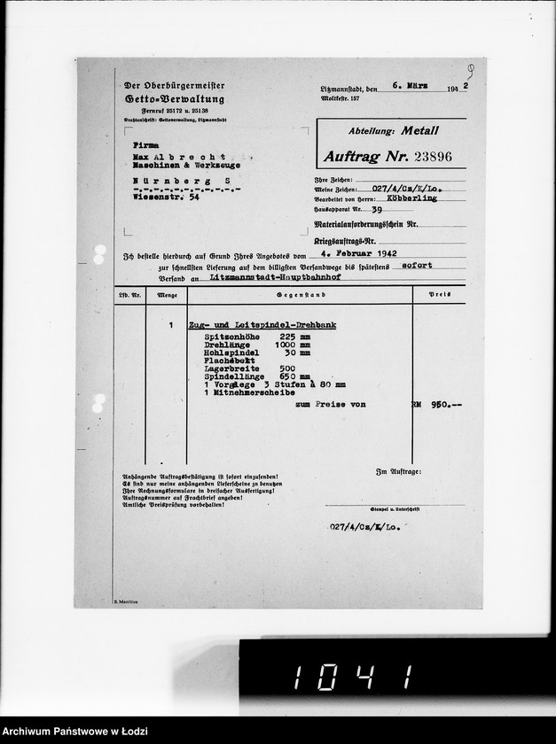 Obraz 13 z jednostki "Werkzeugmaschinen.[Korespondencja w sprawie zakupu]"