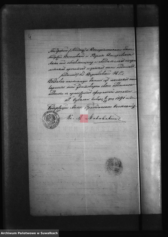 image.from.unit.number "Kniga Dokumentov k Aktam Brakosočetavšichsja Bakalarževskogo Rimsko- Katoličeskogo Prichoda za 1891 g"