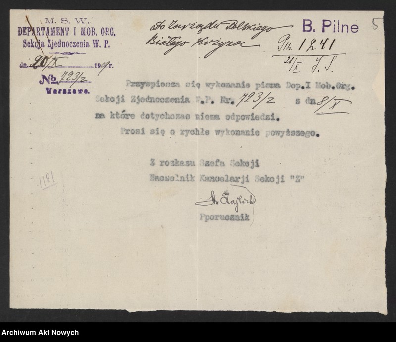 image.from.unit.number "Opieka nad zdemobilizowanymi Hallerczykami. Korespondencja"