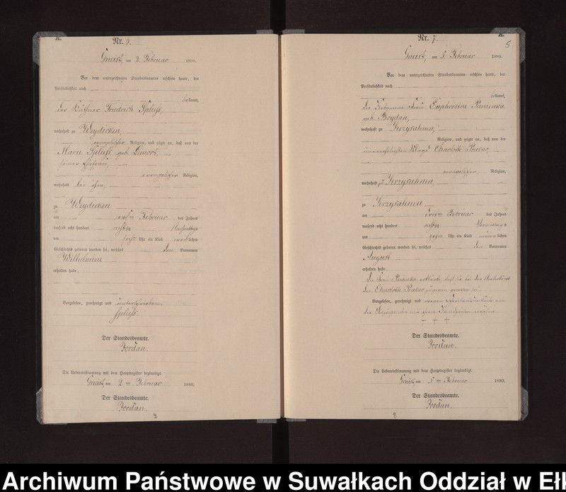 image.from.unit.number "Geburts-Neben-Register des Königlich Preussischen Standes-Amtes Gneist Kreis Loetzen"