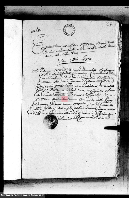 image.from.unit.number "Annexa urodzonych metryk Gminy Święto Jeziorskiej powiatu sejneńskiego 1816"
