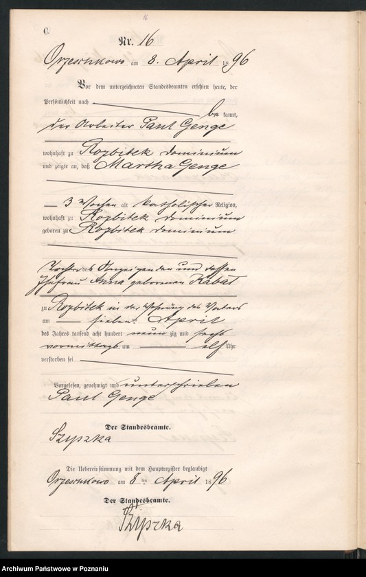 Obraz 19 z jednostki "Księga zgonów"