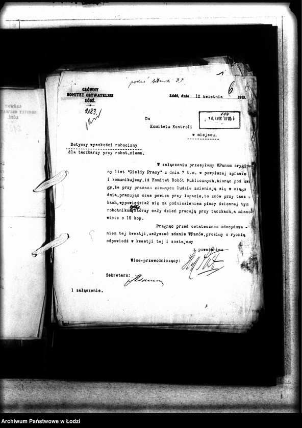 Obraz 13 z jednostki "Korespondencja Głównego Komitetu Obywatelskiego z Komitetem Kontroli"