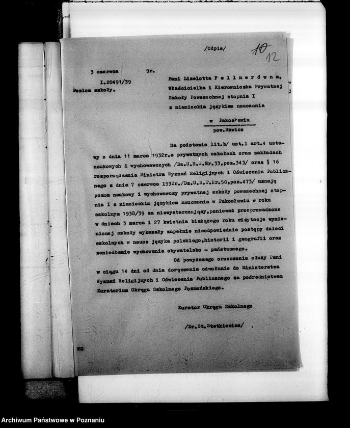 Obraz 15 z jednostki "Prywatna Szkoła Powszechna z niemieckim językiem nauczania w Pakosławiu powiat Rawicz"