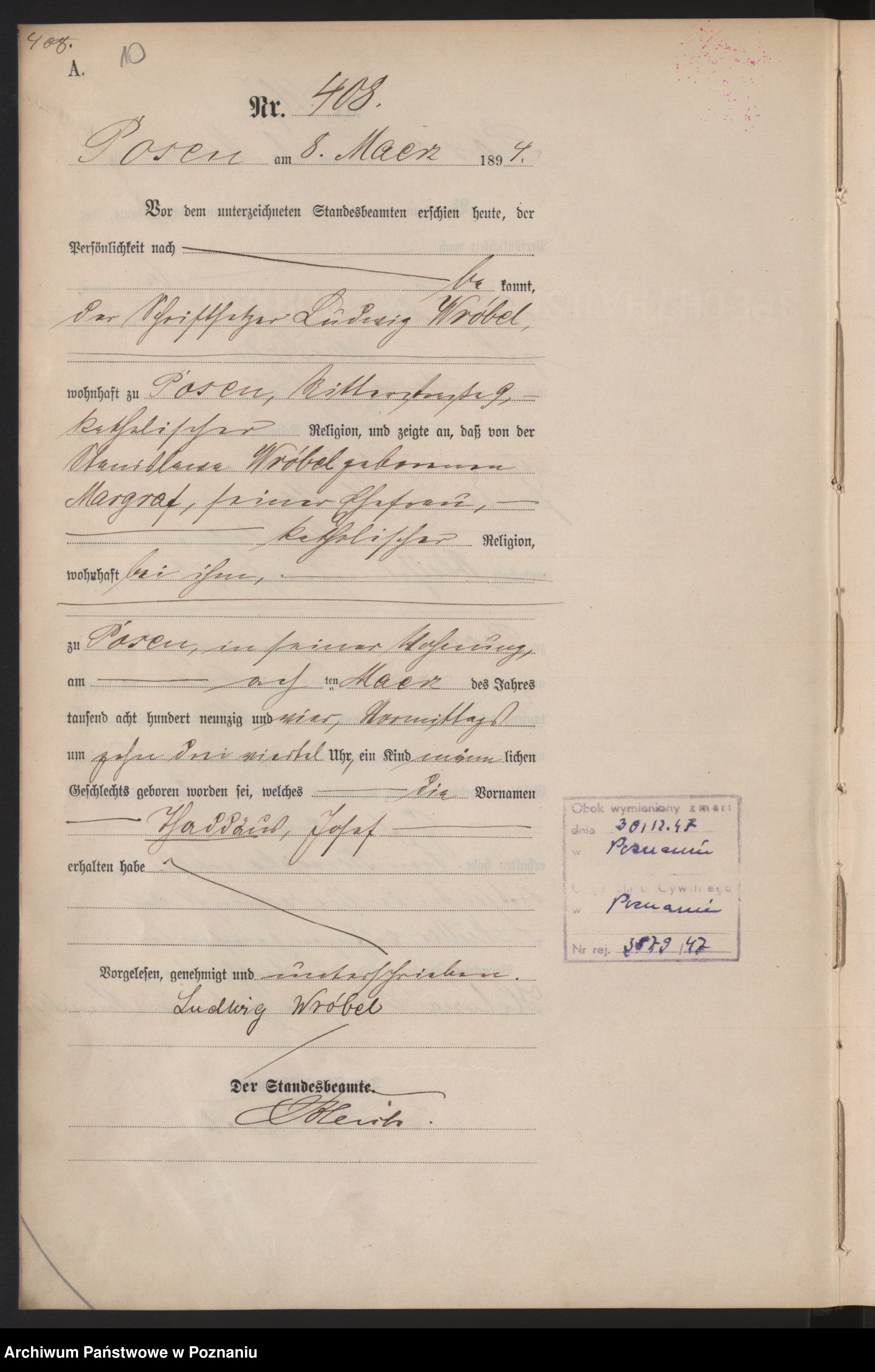 Skan z jednostki: Księga urodzeń t. II