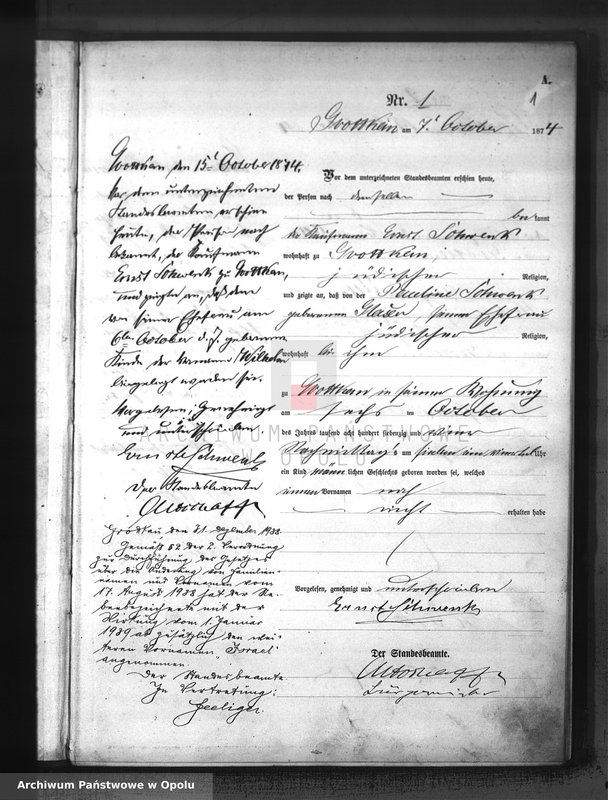 image.from.unit "Geburts-Haupt-Register des Standes Amtes der Stadt Grottkau pro 1874"