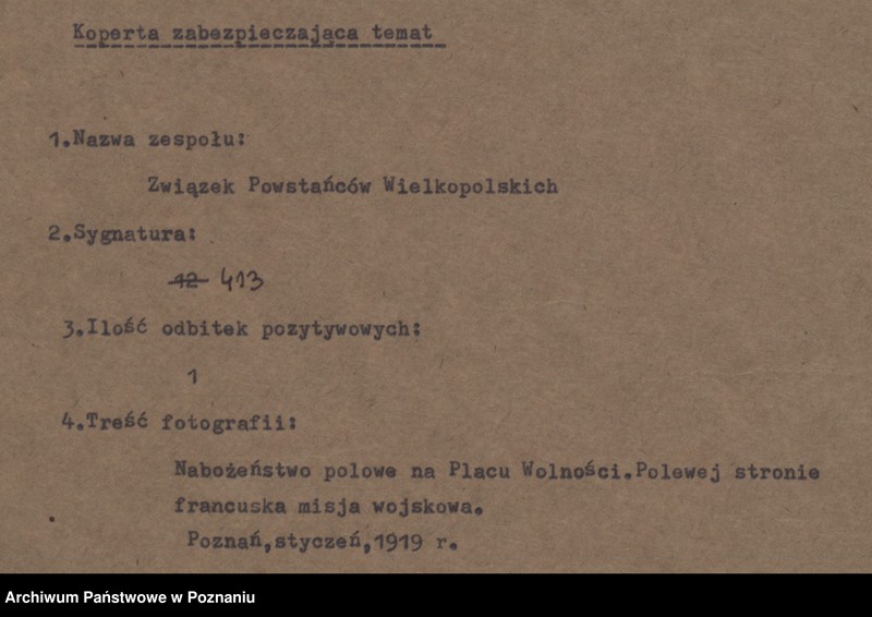 Obraz 4 z jednostki "Nabożeństwo polowe na Placu Wolności w Poznaniu. Po lewej stronie francuska misja wojskowa."