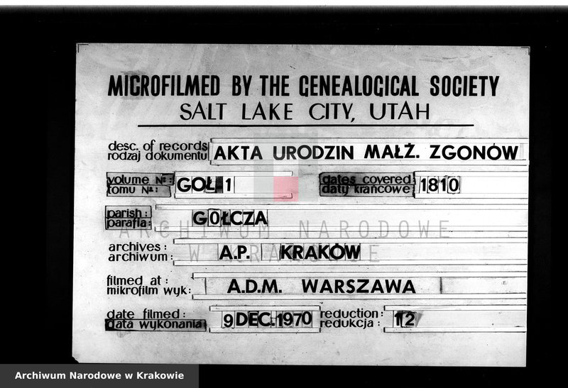 image.from.team "Akta stanu cywilnego Parafii Rzymskokatolickiej w Gołczy"