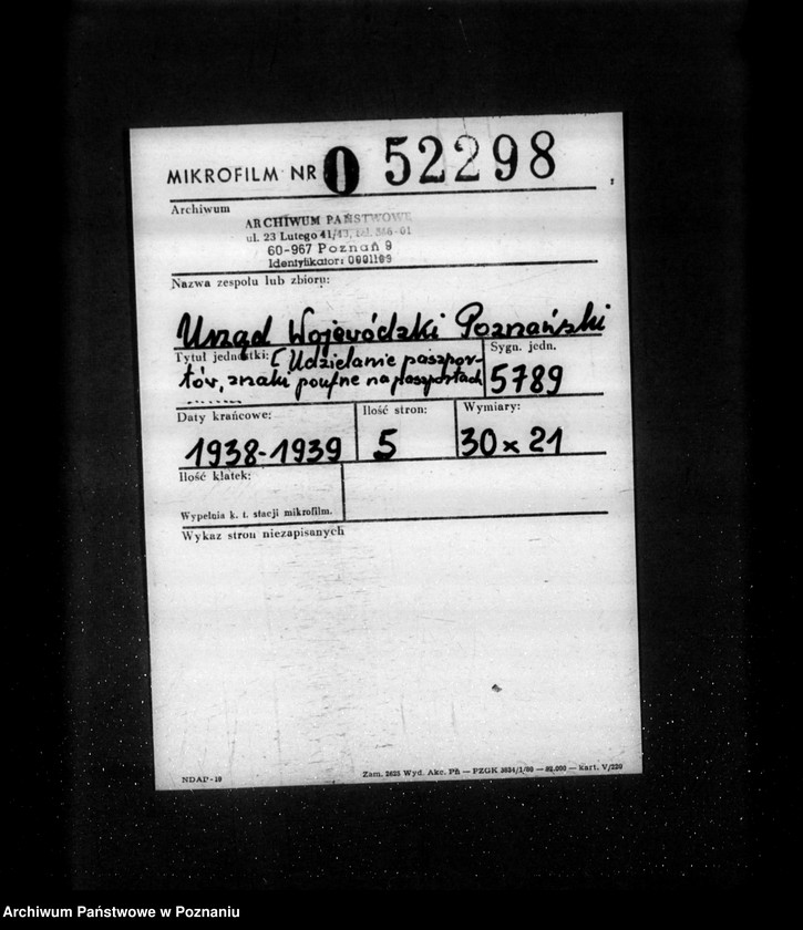 Obraz 2 z jednostki "/Udzielanie paszportów, znaki poufne na paszportach- zarządzenia tajne generalia/"