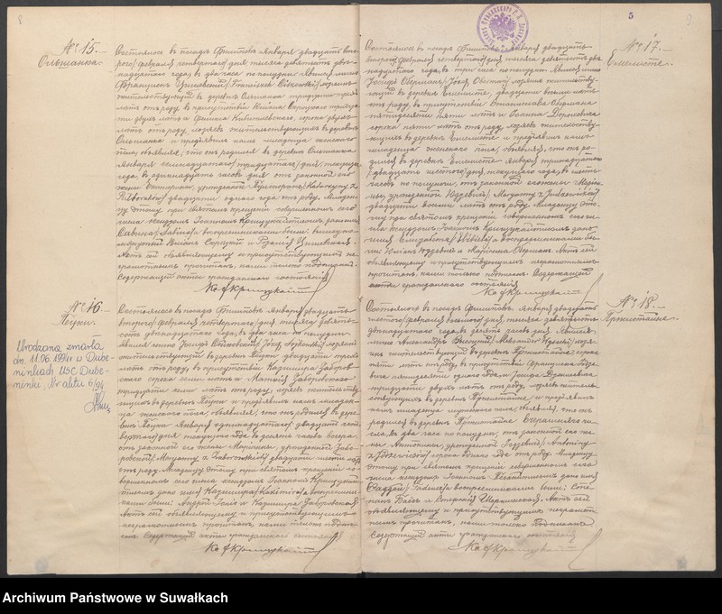 Obraz 8 z jednostki "Księga akt urodzeń, małżeństw, zgonów 1912 r. Filipów"