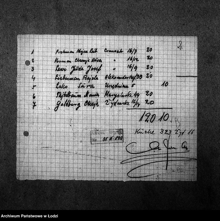 Obraz 5 z jednostki "[Kuchnia nr 323, ul. Żydowska 16. Kuchnia nr 173, ul. Żydowska 28. Kuchnia, ul. Żydowska 34. Działalność kuchni, personel, konsumenci, kontrole]"