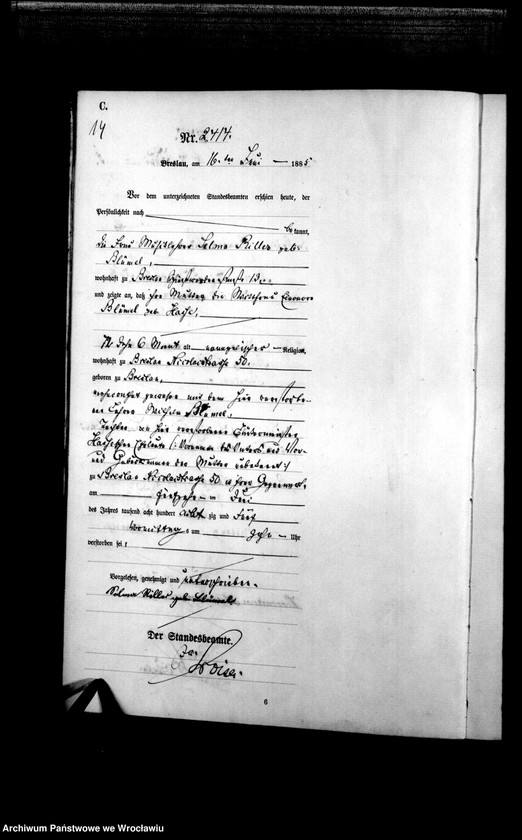 image.from.unit.number "Sterbe-Haupt-Register Breslau I 1885 Band 7"