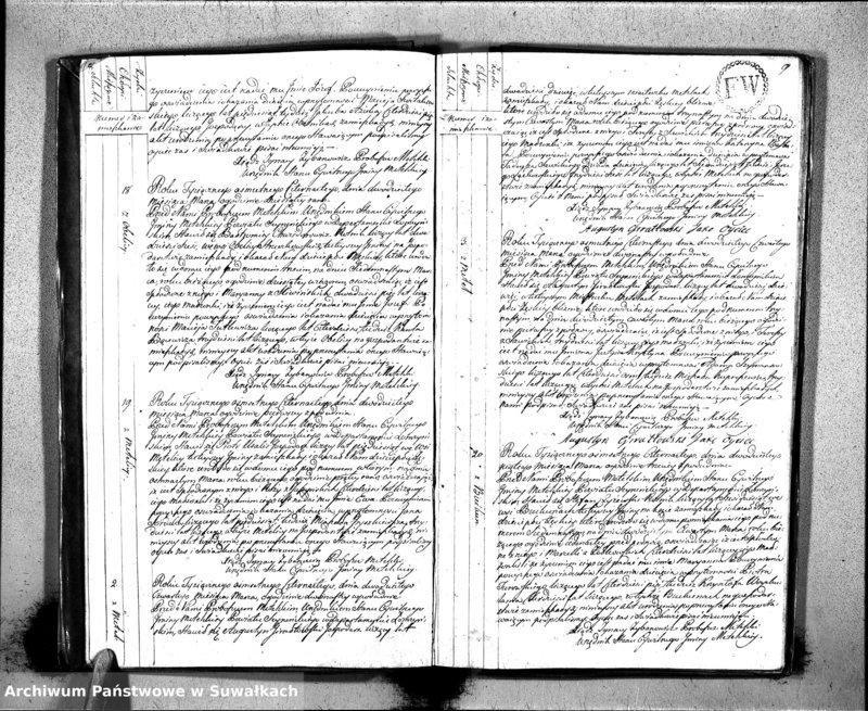 Obraz 8 z jednostki "Księgo Aktów Urodzenia Urzędnika Stanu Cywilnego Gminy Metelskiey Powiatu Seyneńskiego Departamentu Łomżyńskiego od 1 Stycznia Tysiąc Osimset Czternastego Roku 1814"