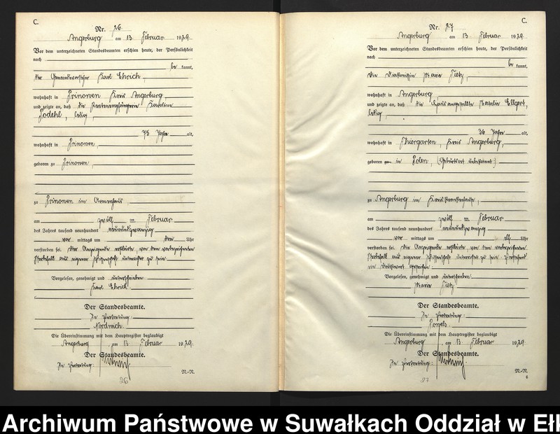 image.from.unit.number "C2. Sterbe = Register (Neben = Register) Standesamt Angerburg einschl. der Standesamtsbezirke Gross Strengeln, Kehlen und Prinowen]"