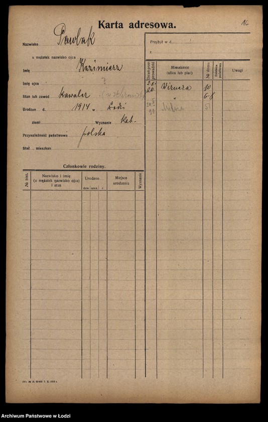 Obraz 18 z jednostki "[Spis ludności Łodzi] Pawlak"