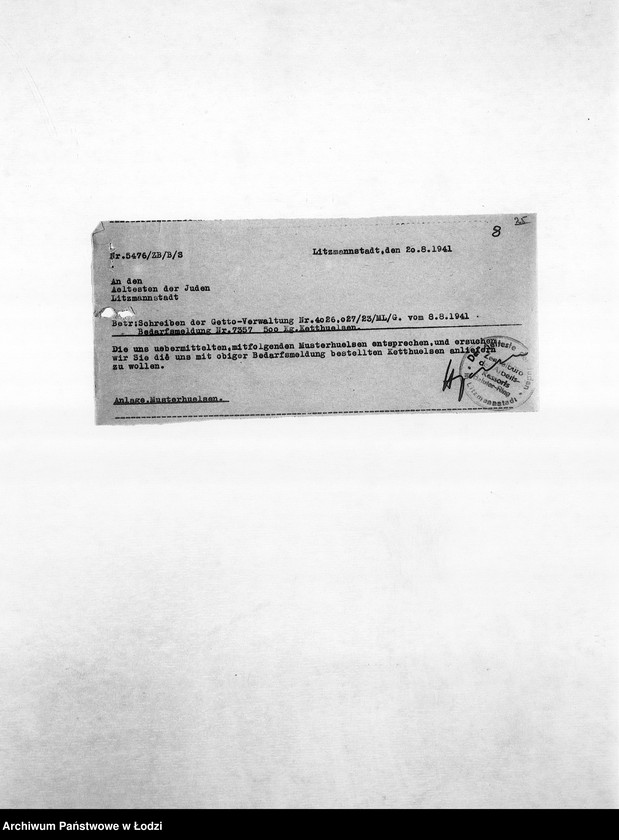 Obraz 11 z jednostki "Textil-Fabrikations-Abteilung [Produkcja i zapotrzebowanie materiałów dla resortu pracy]"