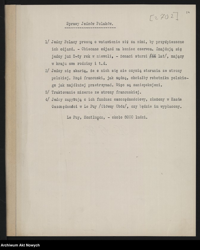 image.from.unit.number "Sprawy repatriacji Polaków, opieki nad Polakami - jeńcami, więźniami i internowanymi zagranicę, m.in. odpis listu W. Grabskiego do G. Clemenceau"