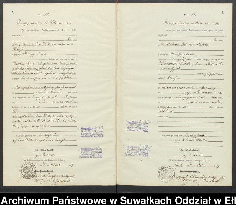 image.from.unit.number "A1.Geburts-Register [Haupt-Register] Standesamt Stadtgemeinde Marggrabowa No.1 bis 144"